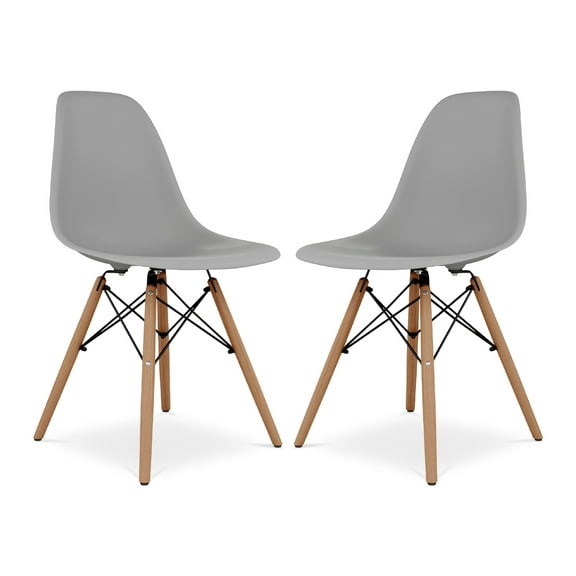 Modholic Eiffel Chair With Wood Legs, Gray (Set Of 2)