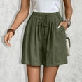 thumbnail image 5 of Women Summer Cotton Linen Shorts Fashion Casual Solid Color Drawstring Outwear Shorts for Women, 5 of 9