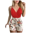 thumbnail image 1 of Moda mujer Sexy verano cuello en V sin mangas sólido Top + conjunto de pantalón estampado Froral Fridja  ghk1665, 1 of 8
