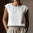 thumbnail image 6 of Women'S Crew Neck Casual Cap Sleeve Tops Lace Patchwork Basic Summer Loose Fit Blouse White M, 6 of 7