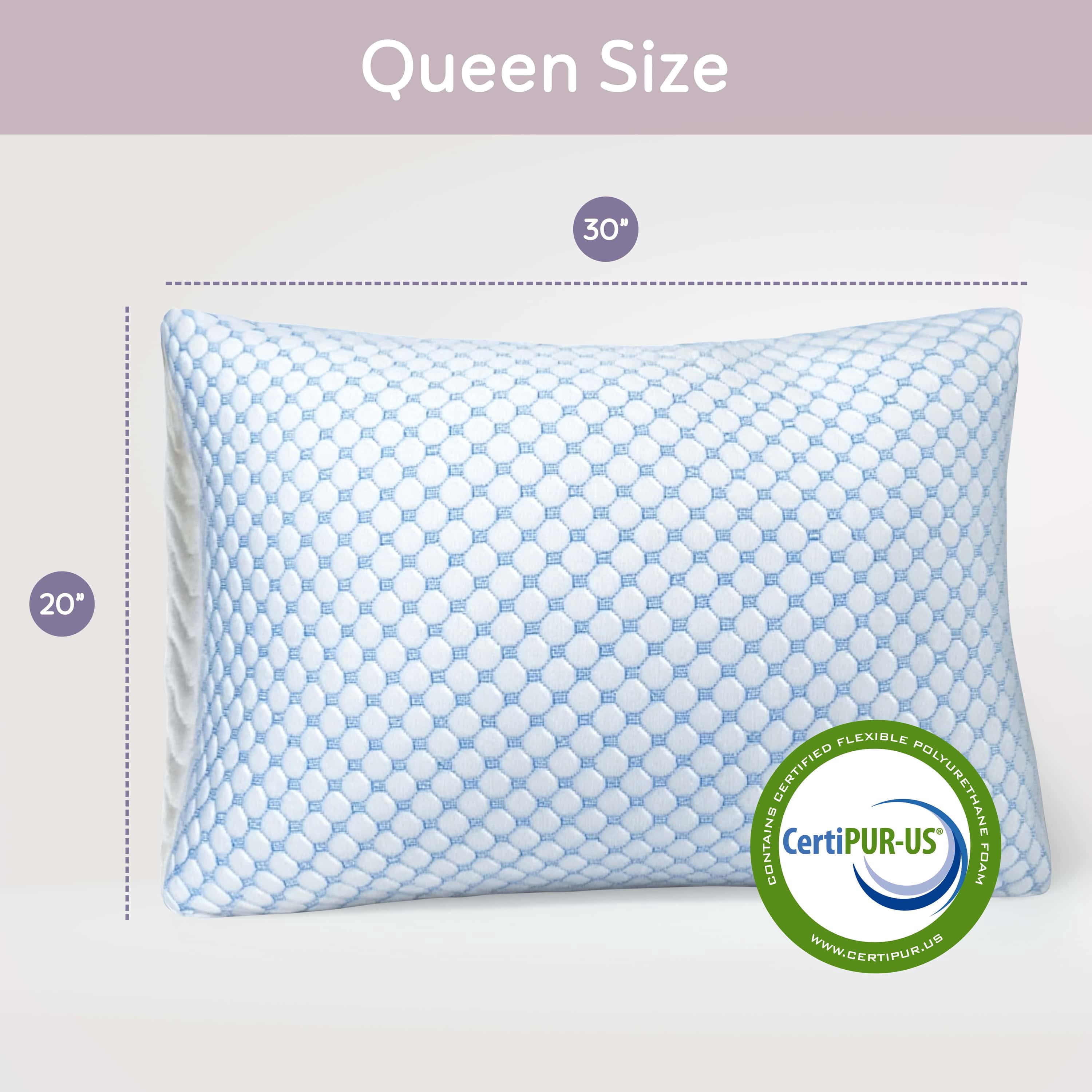 LammaLoe Cooling Pillows for Bed, Memory Foam Bed Pillow, Queen Pillows 20” X 28”, 2 Pack