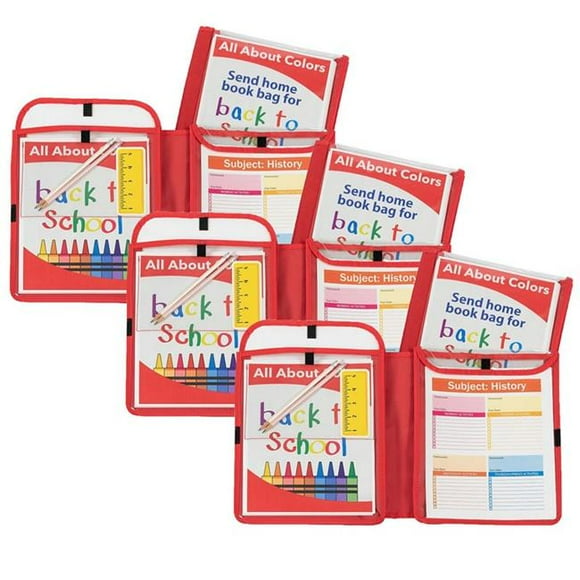 C-Line Products CLI33004-3 Homework Connector Folder for Grade 1 Plus, Red - 3 Each