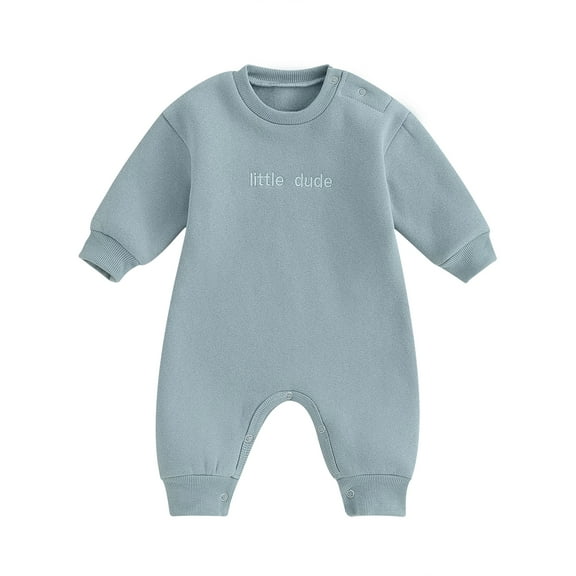 Okbabeha Newborn Baby Boy Fall Winter Onesie 0 3 6 9 12 18Months Warm Fleece Long Sleeve Bubble Romper Jumpsuit Outfits