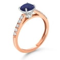 thumbnail image 3 of Gem Stone King 10K Rose Gold Blue Lapis and White Lab Grown Diamond Engagement Ring for Women (2.20 Cttw, Cushion Cut 8MM, Gemstone Birthstone, Available in Size 5, 6, 7, 8, 9), 3 of 4