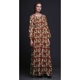 thumbnail image 4 of Bimba Polyester Georgette Geometric & Rose Wreath Floral Printed Womenâ€™s Long Sleeve Elastic Waist MaxiÂ&nbsp;DressÂ&nbsp;Gown-Large, 4 of 5