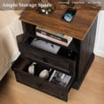 thumbnail image 4 of FIAKOA Night Stand Set of 2 with Charging Station,Bedside Table with 2 Drawers Storage and Open Shelf,Nightstand with Outlets, Modern Wood End Table for Bedroom Office, Espresso, 4 of 9