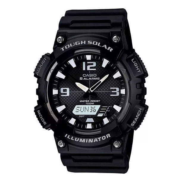 Reloj Casio Tough Solar Original Hombre Time Square Color de la correa Negro Color del fondo Negro