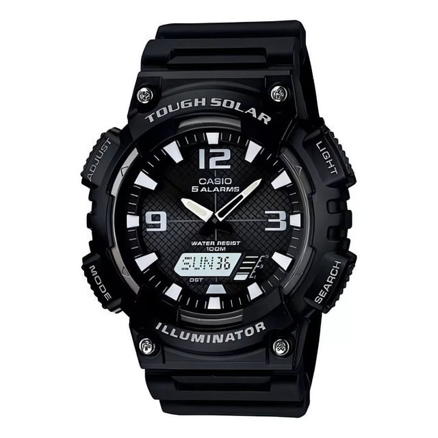Reloj Casio Tough Solar Original Hombre Time Square Color de la correa Negro Color del fondo Negro