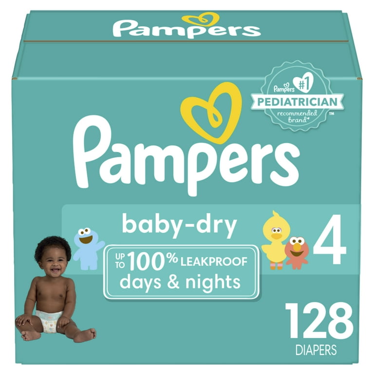 Pampers Baby Dry Diapers, Size 4, 128 Count, Extra