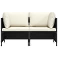 thumbnail image 3 of vidaXL 2-Seater Garden Sofa with Cushions Black Poly Rattan, 3 of 4