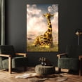 thumbnail image 6 of Canvas Wall Art Cozy Giraffe Canvas Print Artwork Cute Animal Wall Art Paintings Framed Ready to Hang for Living Room Dinning Room Bedroom Bathroom Home Decor 12x18inch, 6 of 6