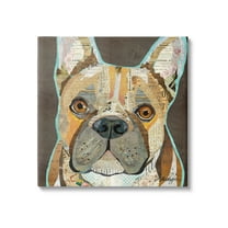 Stupell Industries Mixed Ephemera Animal Collage French Bulldog Portrait Graphic Art Gallery Wrapped Canvas Print Wall Art, Design by Traci Anderson