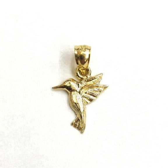 New 14k yellow Gold Tiny Solid Hummingbird Pendant charm gift fine jewelry 0.8g