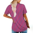 thumbnail image 4 of Womens Fake Fake Two-Piece Tops Boat Neck Blouse Short Sleeve T-Shirts Striped Top Front Pleated Layered T Shirt 2025 Trendy Casual Tees Ladies Chic Summer Top, 4 of 7