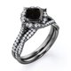 thumbnail image 4 of JeenMata Anillo Nupcial con Pavé Infinito de Moissanita y Diamantes Negros Cultivados en Laboratorio de Talla Cojín de 1,5 Quilates Engastado en Oro Negro de 18 K sobre Plata, 4 of 6