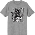 thumbnail image 3 of Black Cat Grim Reapurr Adult Heather Gray Crew Neck Short Sleeve Tee-Medium, 3 of 4