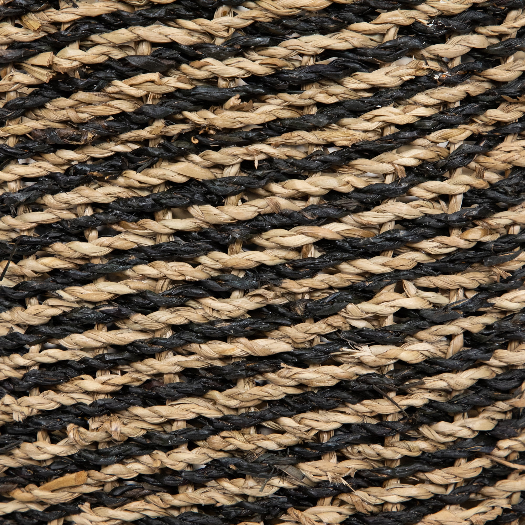 Northlight Set of 3 Striped Beige and Black Woven Seagrass Storage Baskets 14"