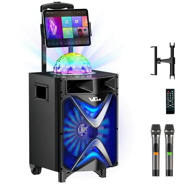 VeGue Karaoke Machine for Adults with 2 UHF Wireless Microphones, Disco