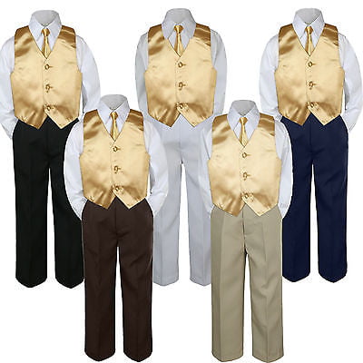 4pc Boy Suit Set Turquoise Blue Vest Bow Tie Baby Toddler Kids Formal Pants S-7 