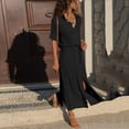 thumbnail image 5 of Cardigans on Fashion Women Summer Casual Solid Dress V-Neck Long Sleeve Loose Dress, 5 of 8