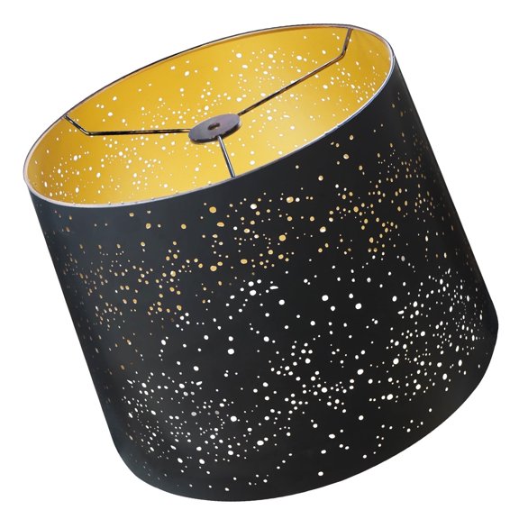 Large Metal Lampshades,SWAIFDEE Drum Lamp Shades for Table Lamps,Medium Lamp Shades For Floor Lamps(Spider) Black Gold Lamp Cover 12x14x10in High