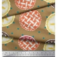 thumbnail image 2 of Soimoi Brown polyester Crepe Fabric Dot & Pie Food Print Sewing Fabric Yard 52 Inch Wide, 2 of 3