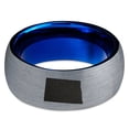 thumbnail image 2 of Tungsten North Dakota The Peace Garden State Band Ring 8mm Men Women Comfort Fit Blue Dome Brushed Gray Polished, 2 of 4