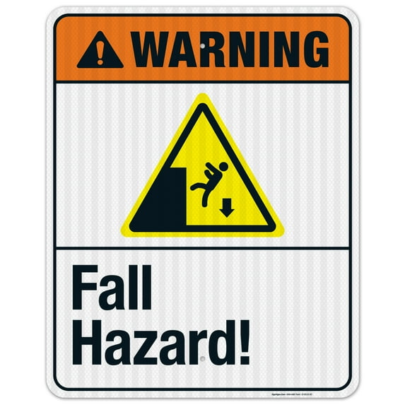 Fall Hazard Sign, ANSI Warning Sign,