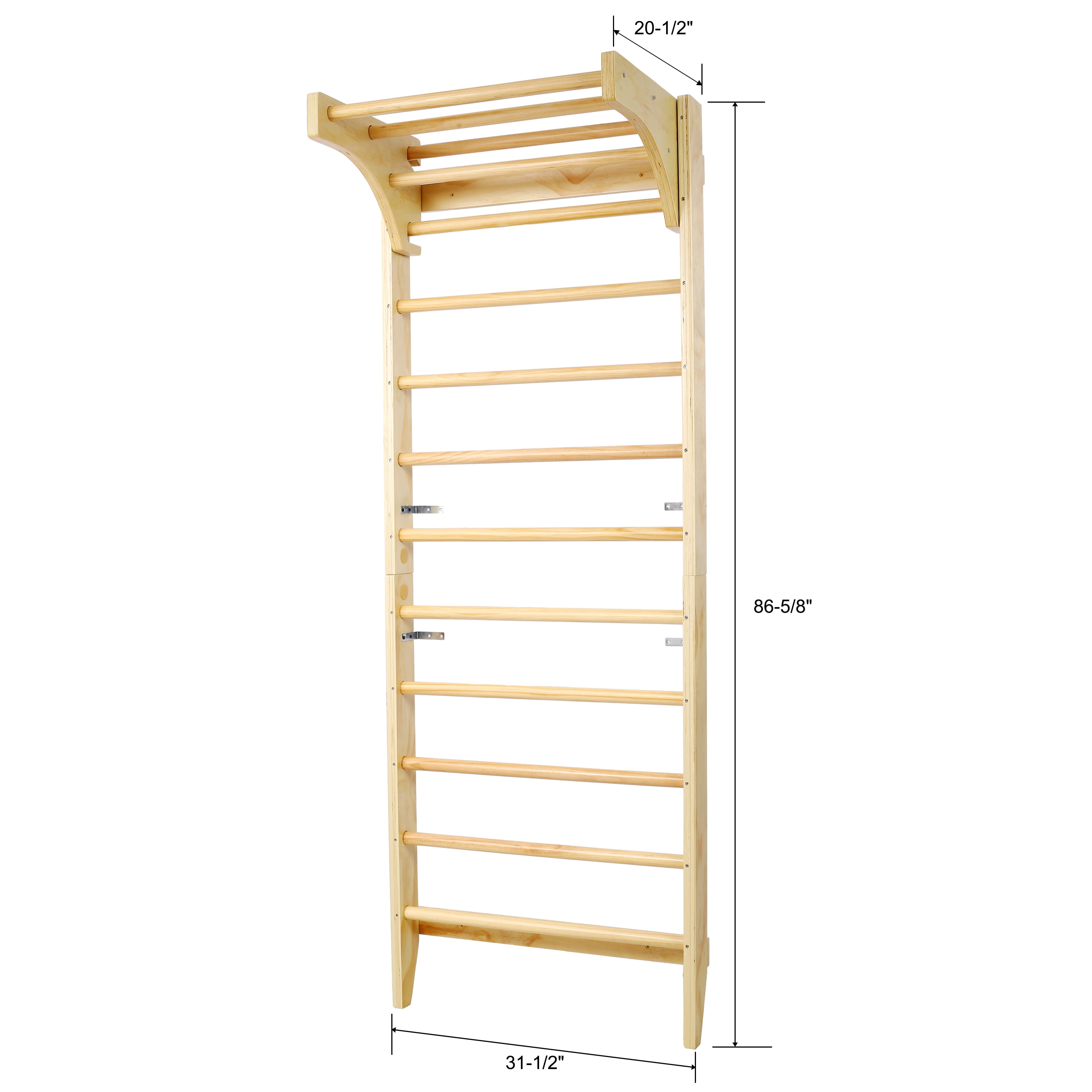 LuckyNote Swedish Ladder Stall Bars with Adjustable Pull Up Bar, 86.6“ H Wooden Wall Mounted Gym for Home, Physical Therapy, Gymnastics & Strength Training