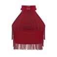thumbnail image 2 of vastwit Kids Girls Latin Dance Tassel Shirt Sleeveless Layered Fringe Crop Top Samba Tango Ballroom Dancewear Burgundy 10, 2 of 7