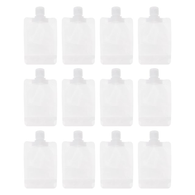 Miangastore 12Pcs Nozzle Stand-up Lotion Bag Cosmetic Storage Pouch Refillable Bag White