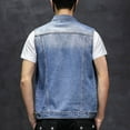 thumbnail image 5 of BiZtdJrK Big and Tall Denim Vests for Men Lapel Button Down Sleeveless Trucker Jackets Loose Fit Casual Jean Vest with Chest Pockets Blue M, 5 of 9