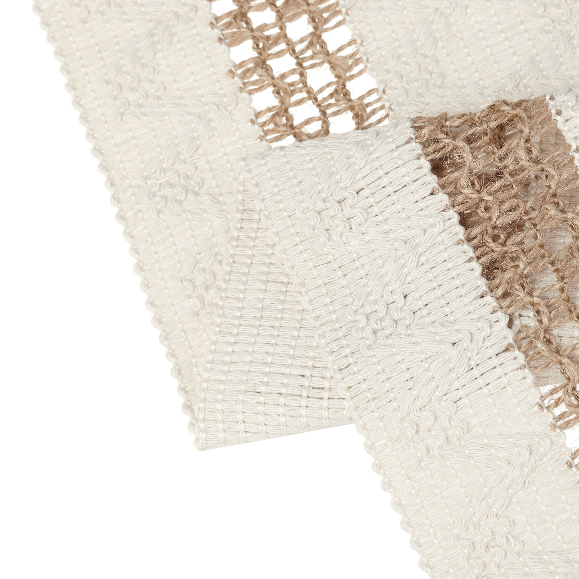 Unique Bargains 1 Pack Row of Fringe Table Runners Floral Table Banner White Brown 12"x63"