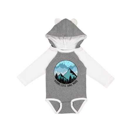 

Inktastic Worry Less Hike More with Mountains in Blue Distressed Gift Baby Boy or Baby Girl Long Sleeve Bodysuit