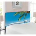 thumbnail image 2 of Nautical Headboard, Large Cruise Ship Heads to Tropical Sandy Beach Exotic Panorama Coastal Theme, Upholstered Decorative Metal Bed Headboard with Memory Foam, Twin Size, Turquoise Green, by Ambesonne, 2 of 4