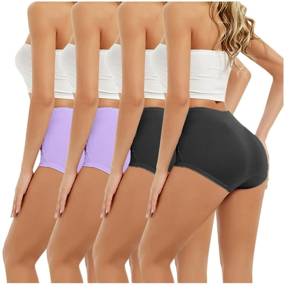EGNMCR Culottes en Coton pour Femmes, Culottes Respirantes Taille Haute, sous-Vêtements Doux, Culottes Extensibles pour Dames 4 Pcs Shorty Gainant en Dentelle Taille Haute pour Femmes Culottes Gainantes sous-Vêtements pour Femmes