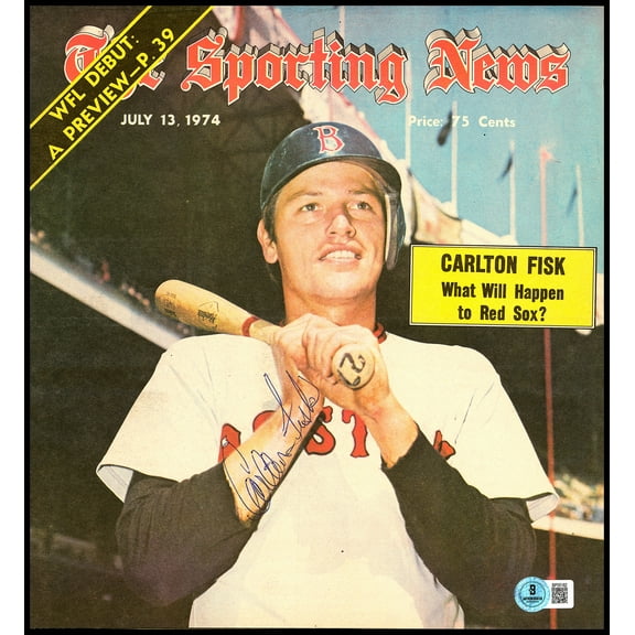 Carlton Fisk Autographed Sporting News Cover Boston Red Sox Beckett BAS QR #BP55182