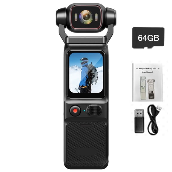 4K/30FPS 48MP vlogging Camera Pocket Action Camera with 6-Axis Stabilization180° Rotatable Lens 160° Wide Recording WIFI Digital Vlog Camera for YouTube Travel Creators