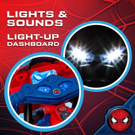 SPIDER-MAN 6V SPIDERMAN MOTORCYCLE, BATTERY RIDE ON TOY, FOR KIDS, AGES 3+