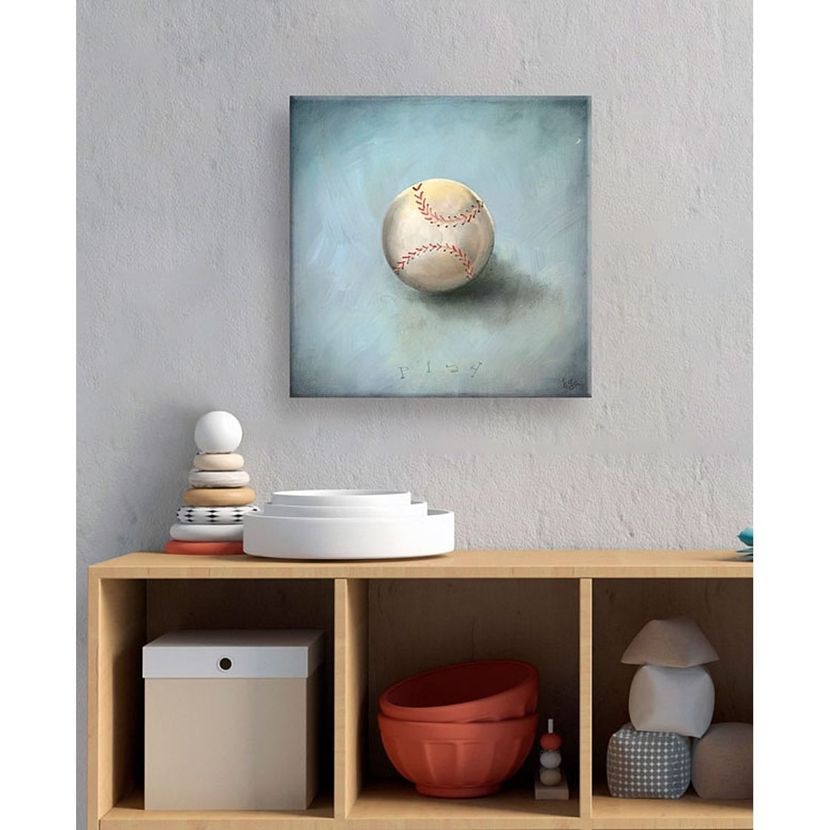Oopsy Daisy's Boy's Toys, Baseball Canvas Wall Art, Size 14x14