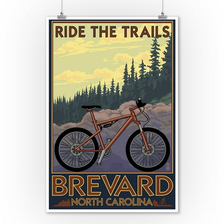 Brevard, North Carolina - Ride the Trails Bicycle - Lantern Press Artwork (9x12 Art Print, Wall Decor Travel