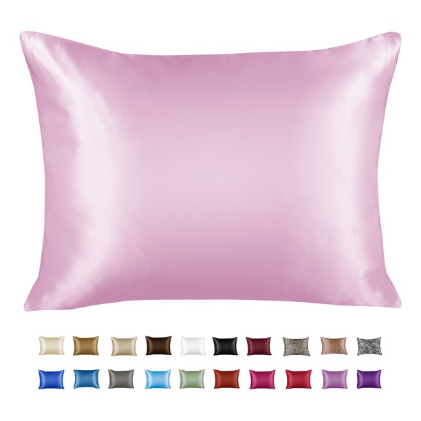Sweet Dreams Luxury Satin Pillowcase with Zipper, Standard Size, Pink
