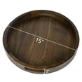 thumbnail image 2 of KINGCRAFT 15 x 15 inches Large Round Ottoman Table Tray Wooden Solid Serving Tray with Handle Black Walnut Circle Platter Decorative Tray for Oversized Ottoman Home Breakfast in Bed Tea Coffee, 2 of 5