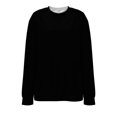 thumbnail image 4 of Women's 2025 Autumn Solid Color Round Neck Long Sleeve Oversized Loose Fit Pullover Sweatshirt for Casual Comfort Daily Wear, Street Style Fashion and Versatile Outfits Black L, 4 of 9