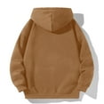 thumbnail image 3 of Mens Hoodies Pullover 2025 Fall Winter Long Sleeve Drop Shoulder Plain Oversized Hoodie with Pockets Hooded Sweatshirt, 3 of 5