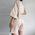 thumbnail image 5 of Womens 2 Piece Outfits 3/4 Sleeve Tops And Elastic Waist Shorts Sets Loungewear Conservative Swimsuits for Women Swim Suit Athletic Suits for Women Short Pants Swimsuit for Women Women Swim Shorts, 5 of 6