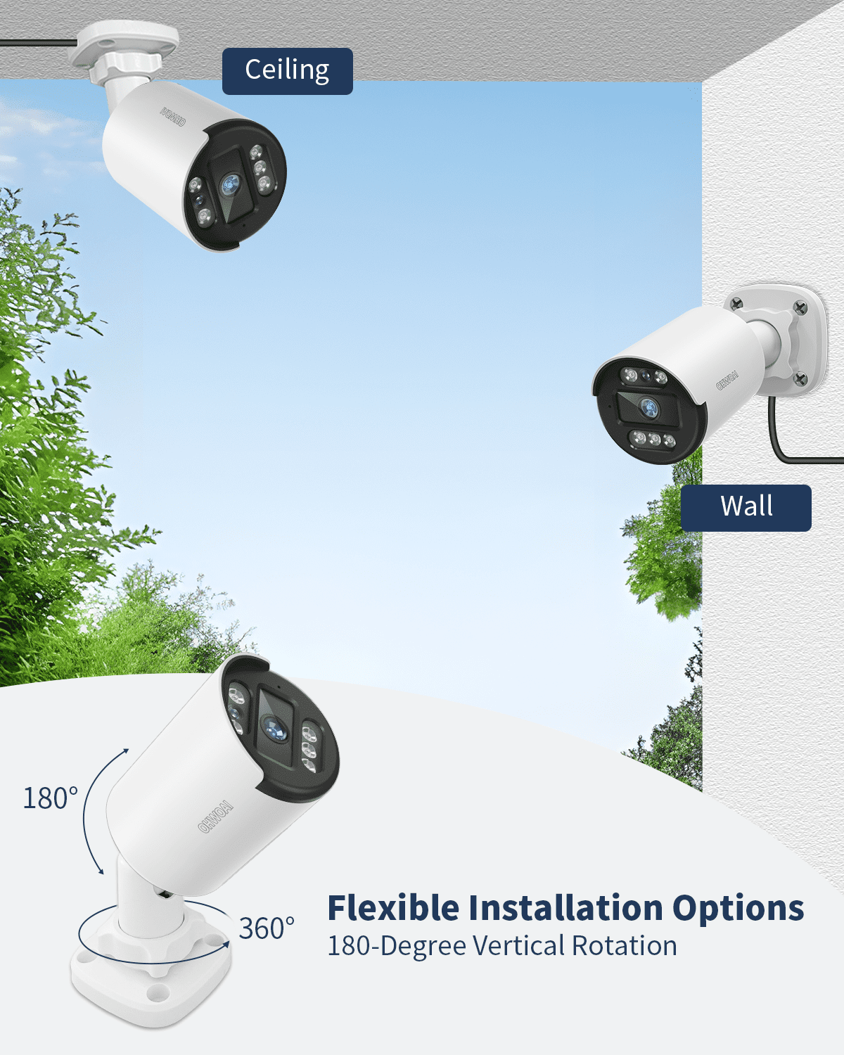 OHWOAI 5MP Wired Security Camera System, 4 Cams with 8CH DVR, 122° Wide View, 500GB HDD