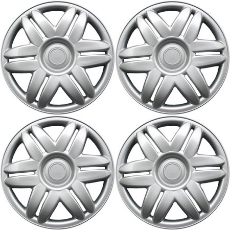 OxGord 15-Inch Wheel Cover Hub Cap, Silver (Pack of 4)