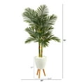 thumbnail image 2 of Nearly Natural 70" Golden Cane Artificial Palm Tree in White Planter with Stand, 2 of 3
