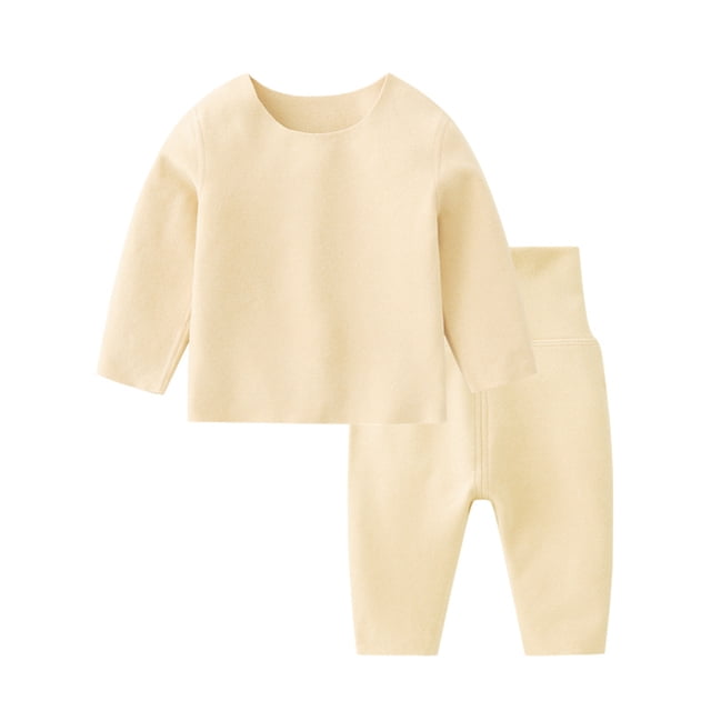 FAIWAD Ensemble Thermique pour Bébé Garçon Fille Manches Longues Col Rond et Pantalon Taille Haute Extensible